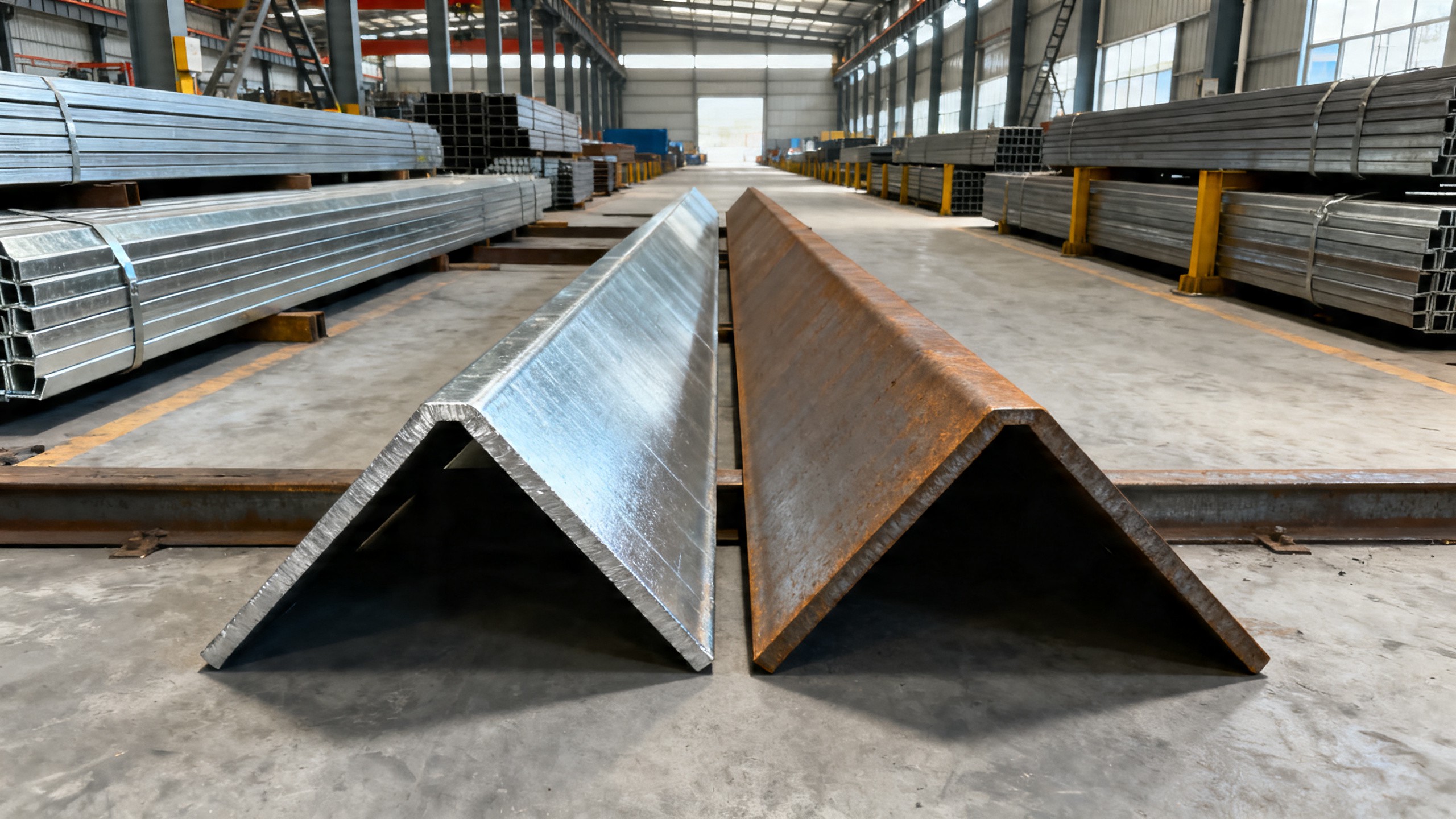 Acero angular galvanizado por inmersión en caliente vs. sin galvanizar