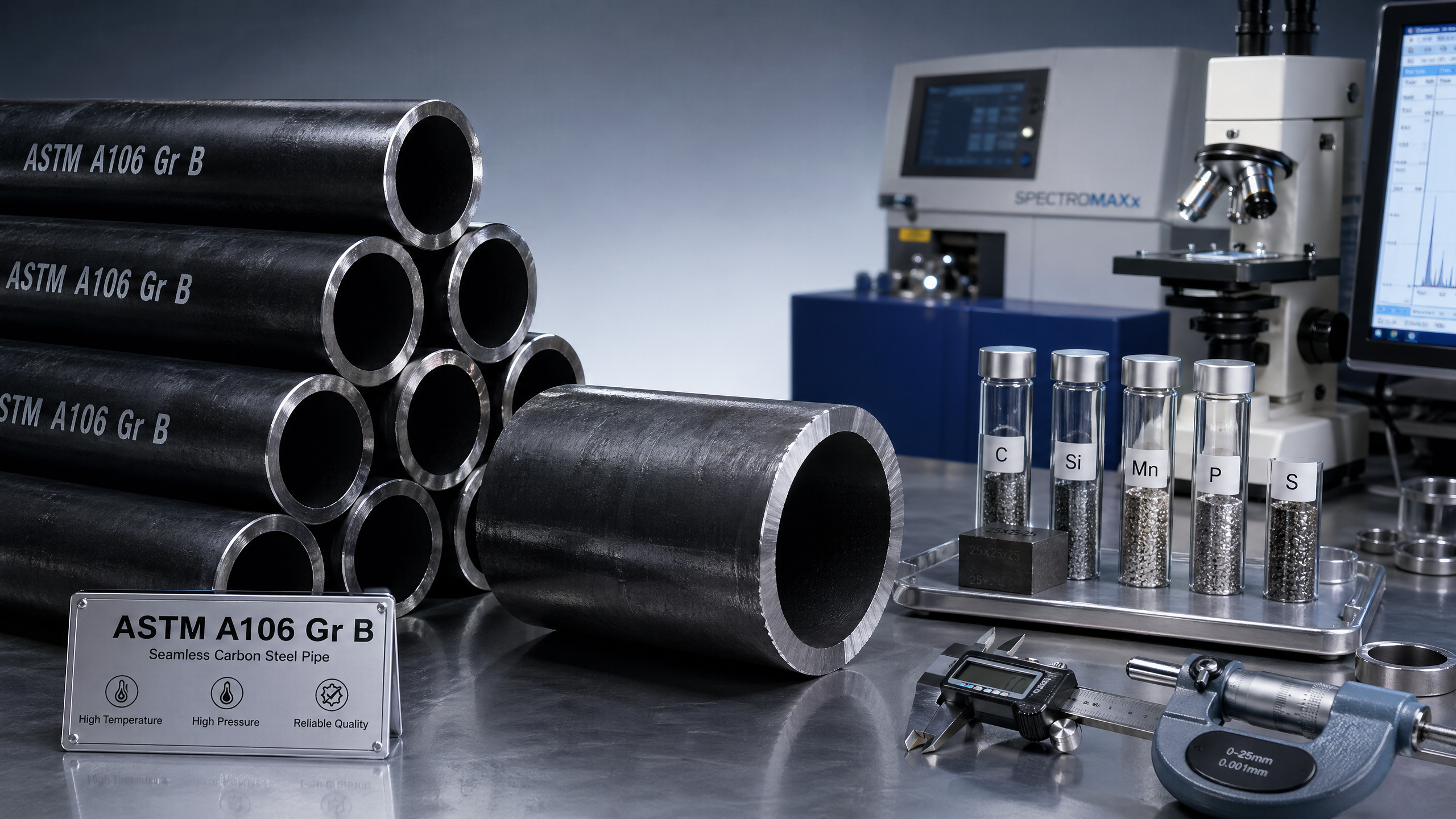 Composición química de ASTM A106 Gr B y qué afecta