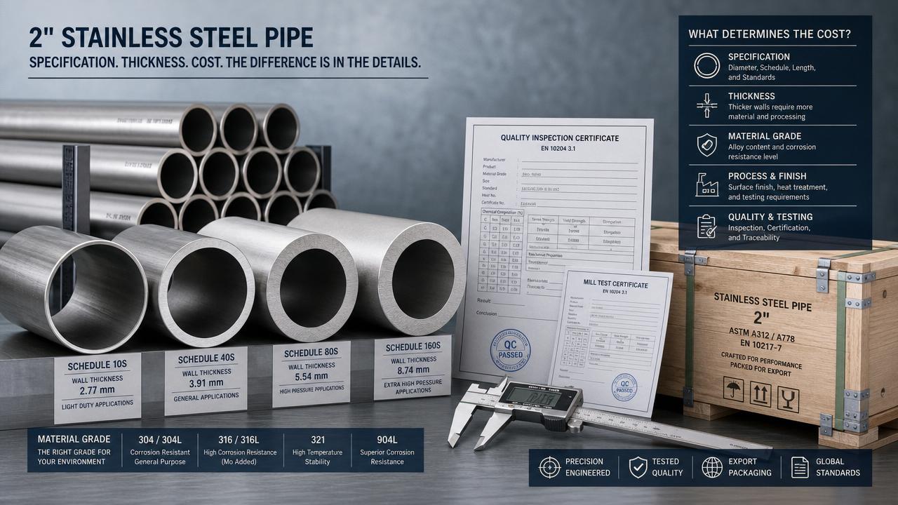 Precio de tubería SS de 2 pulgadas: Diferencias de tamaño, espesor y costo