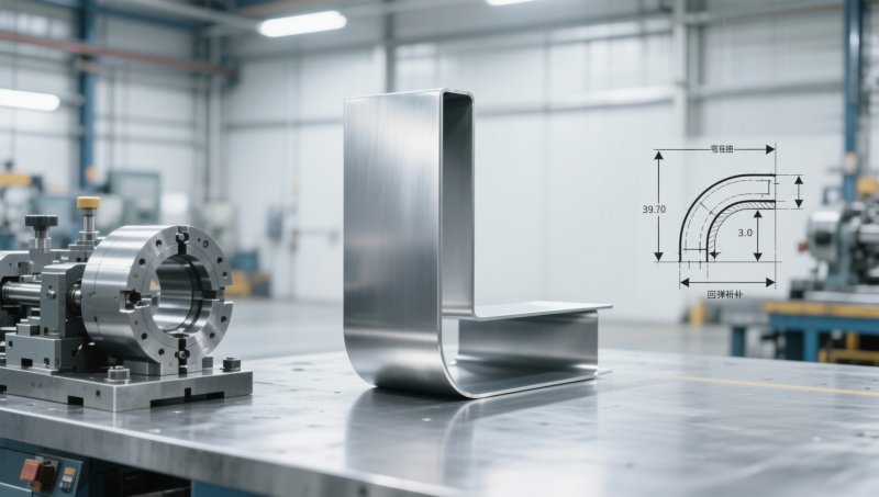 L shaped metal sheet: Bending Radius Limits & Springback Compensation Guide for Fabricators Folha de metal em forma de L: Guia de Limites de Raio de Dobra e Compensação de Retorno Elástico para Fabricantes