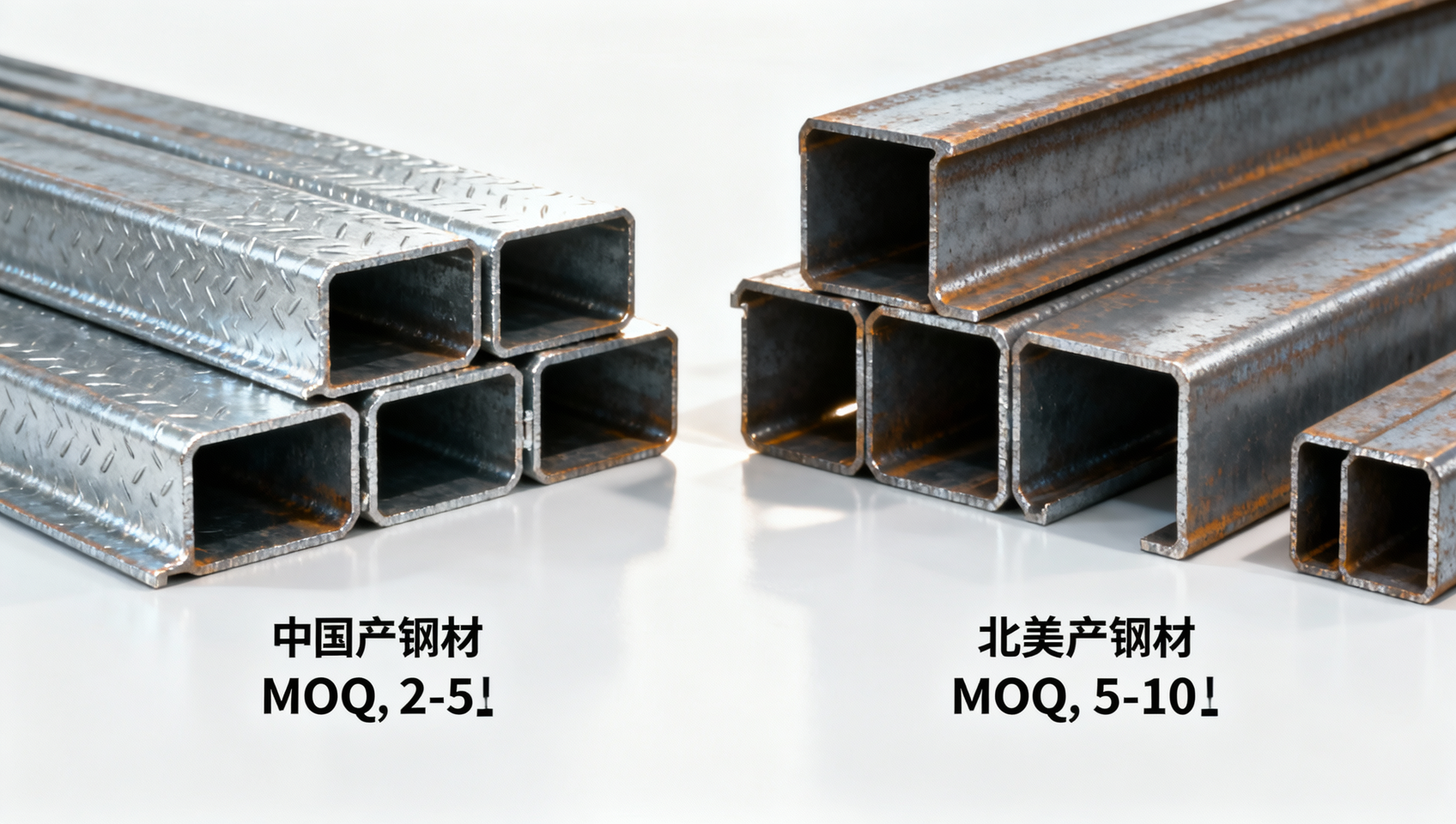 China steel MOQ vs. América do Norte: Comparação lado a lado de 12 categorias de produtos