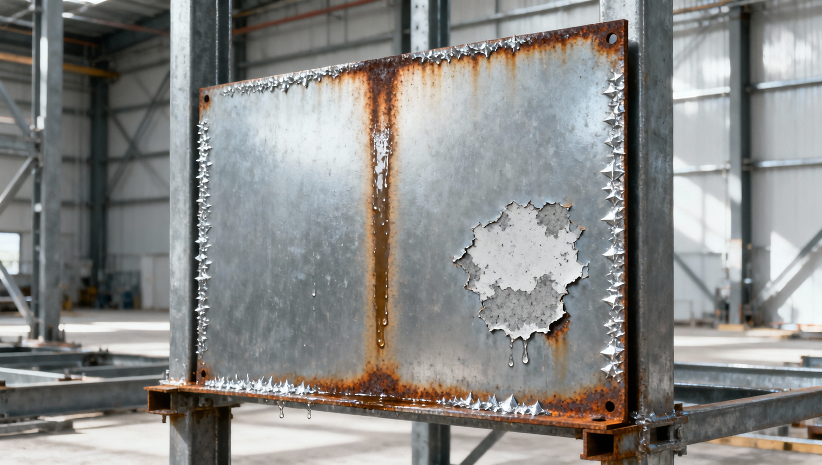 Manchas de ferrugem em chapas de aço galvanizado após instalação: retenção de umidade vs. descamação de zinco
