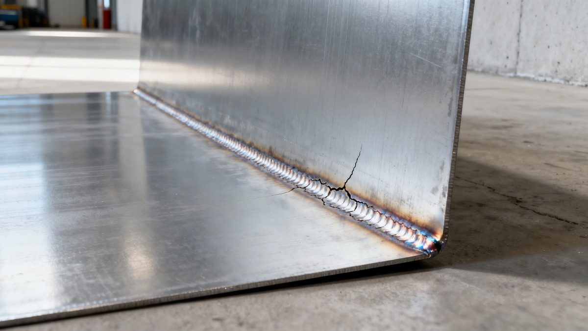 Steel plate galvanized post-fabrication often develops micro-cracks near weld zones A chapa de aço galvanizada pós-fabricação frequentemente desenvolve microfissuras próximas às zonas de solda