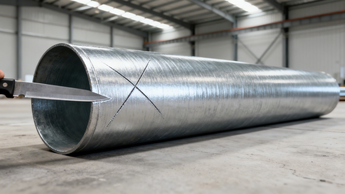 Hot dip galvanized steel pipe: How to verify coating adhesion on-site Tubo de aço galvanizado por imersão a quente: Como verificar a aderência do revestimento no local
