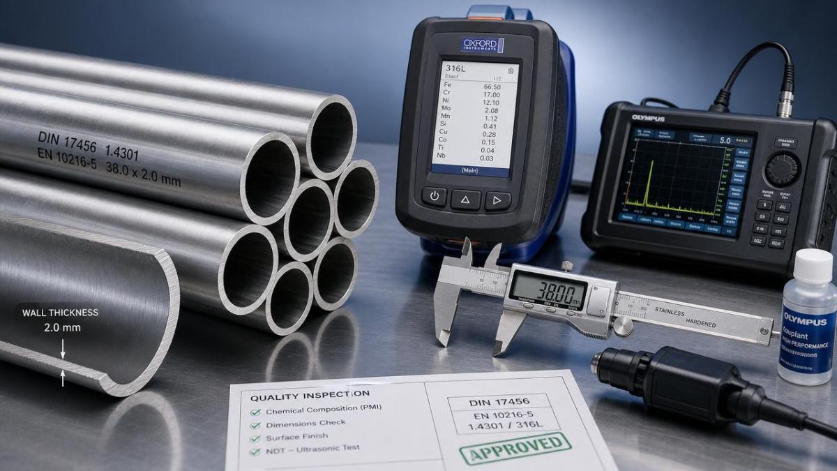 Tubo inoxidável DIN 17456: Quais testes são mais importantes?