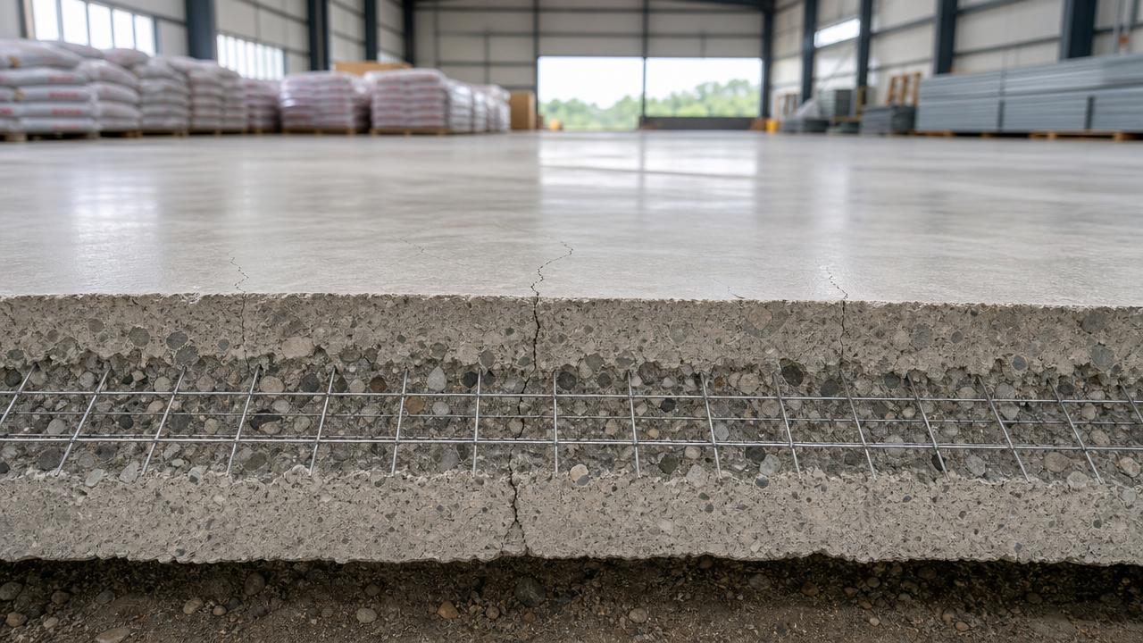 Como a malha de arame de aço controla a fissuração do concreto?