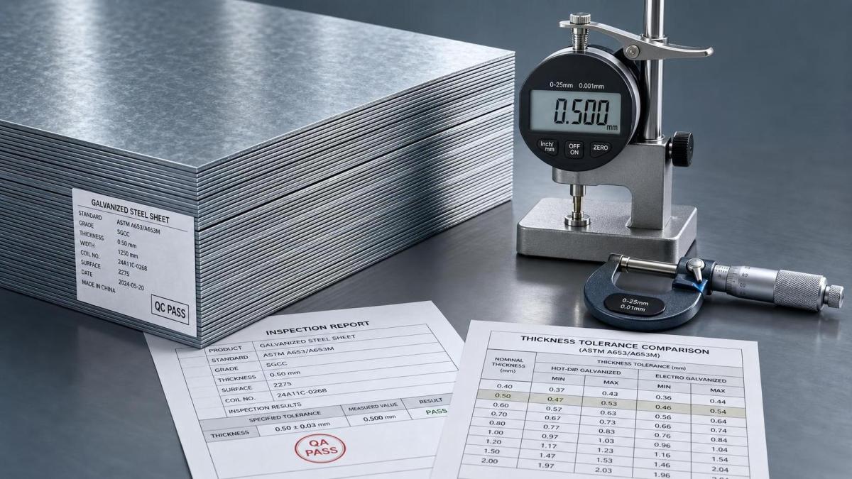 Galvanized Sheet Thickness Tolerance: What to Check Before Accepting a Shipment Tolerância de espessura de chapas galvanizadas: o que verificar antes de aceitar uma remessa
