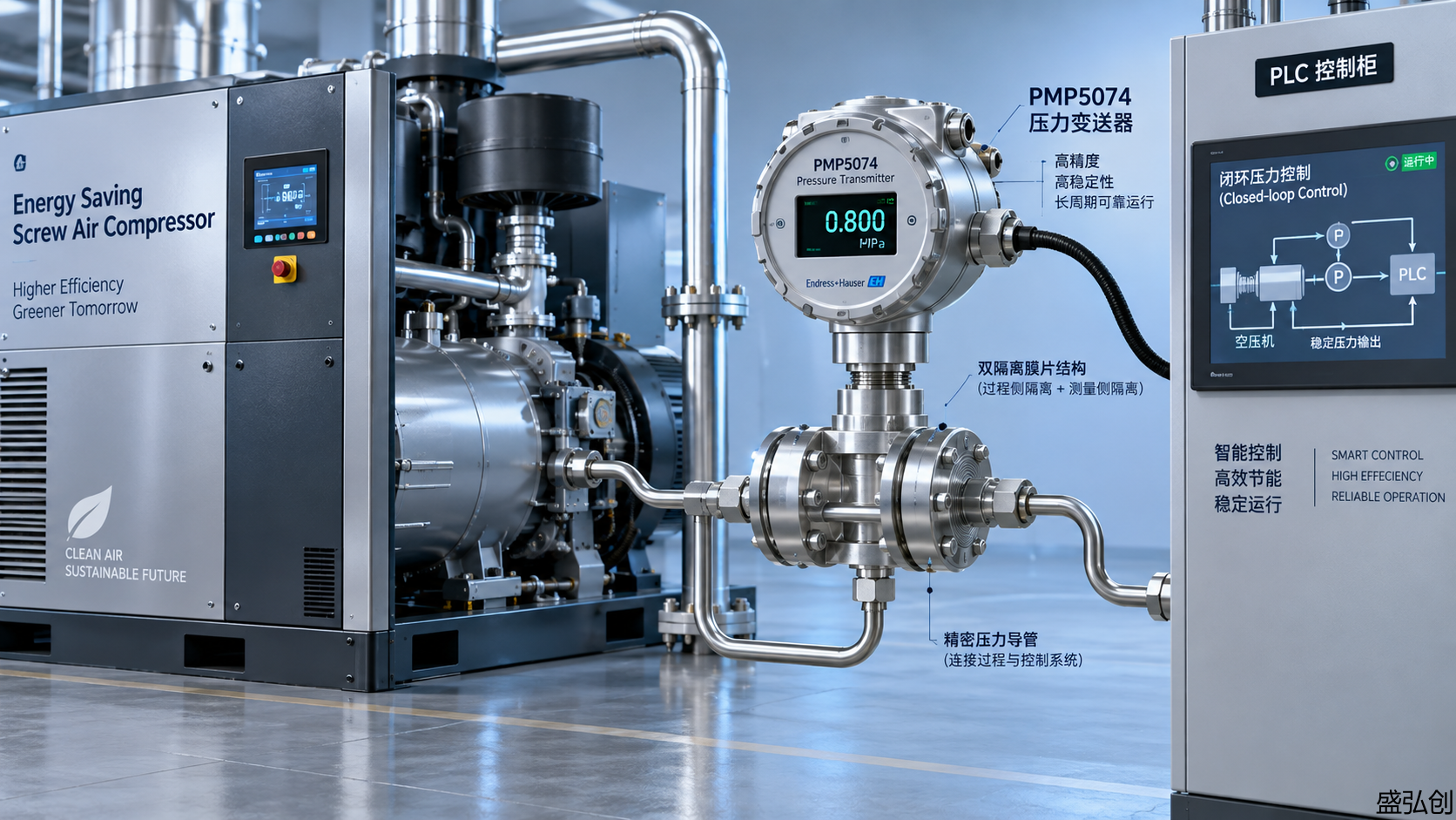 PMP5074压力变送器在空压机系统闭环控制中如何避免零点漂移导致的能效误判？