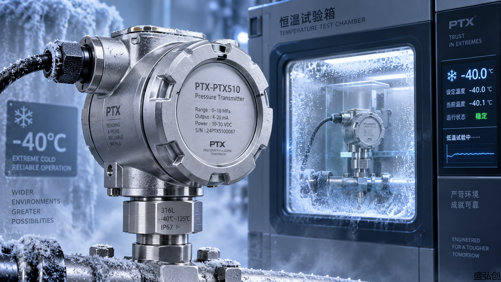 PTX-PTX510压力变送器与同类产品相比，在-40℃低温环境下的长期稳定性数据差异明显吗？