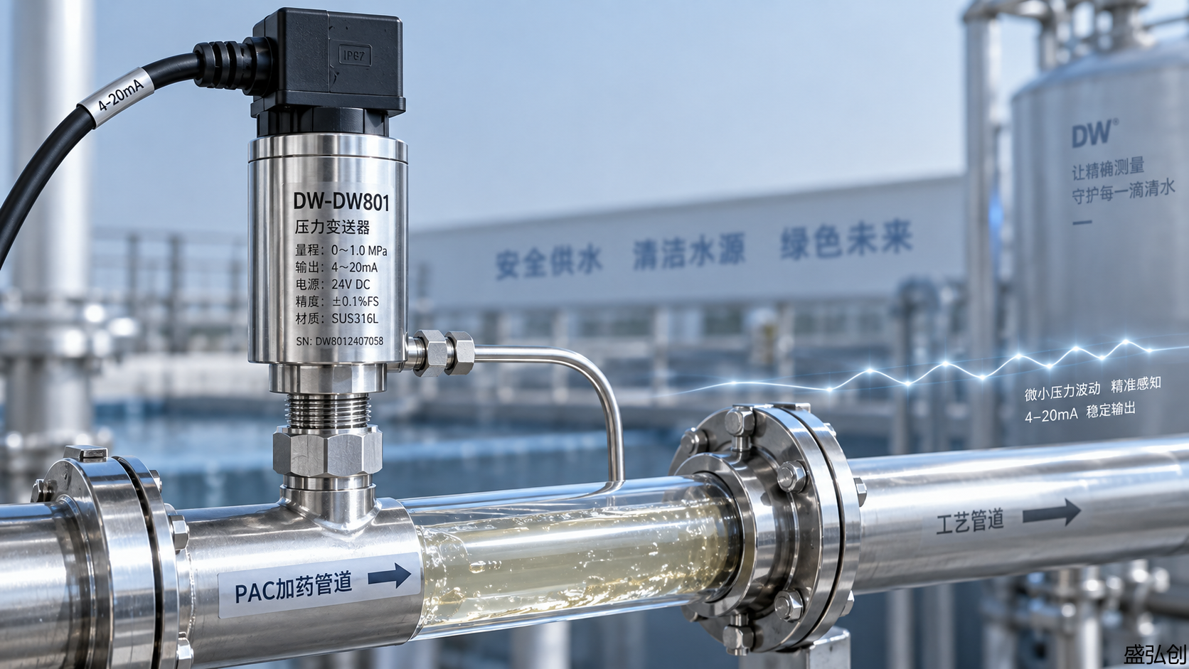 DW-DW801压力变送器用于水厂加药计量时，0