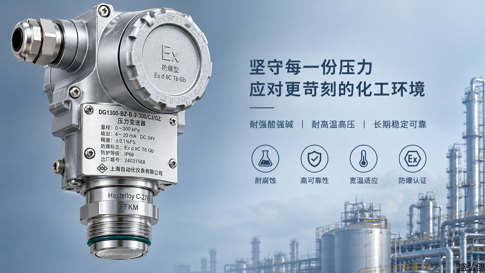 DG1300-BZ-B-2-300|CJ|GZ压力变送器适用于哪些高腐蚀工况？化工罐区防爆选型实战指南