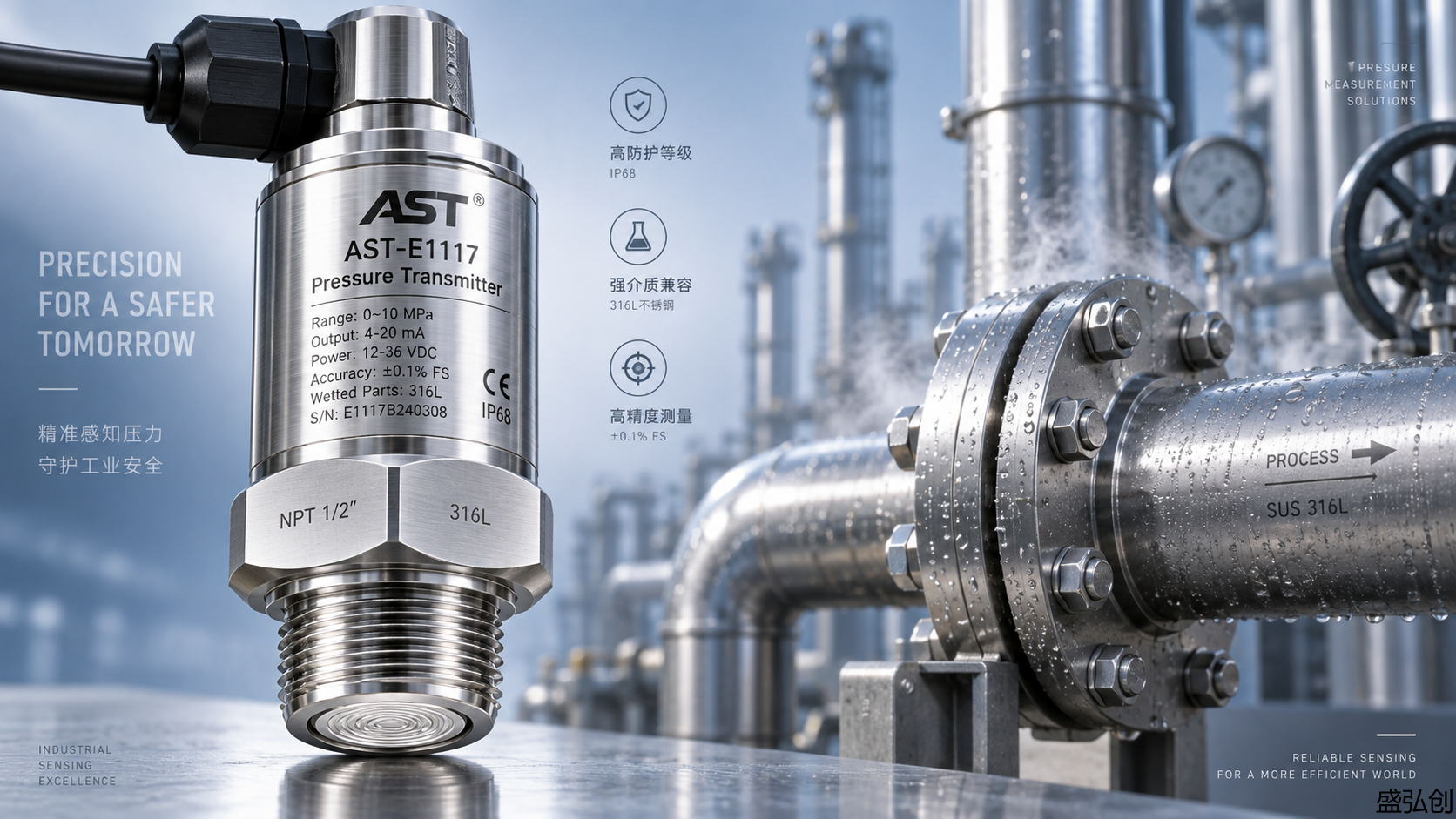 AST-E1117压力变送器参数全解析：量程、精度、介质兼容性与工业现场选型要点