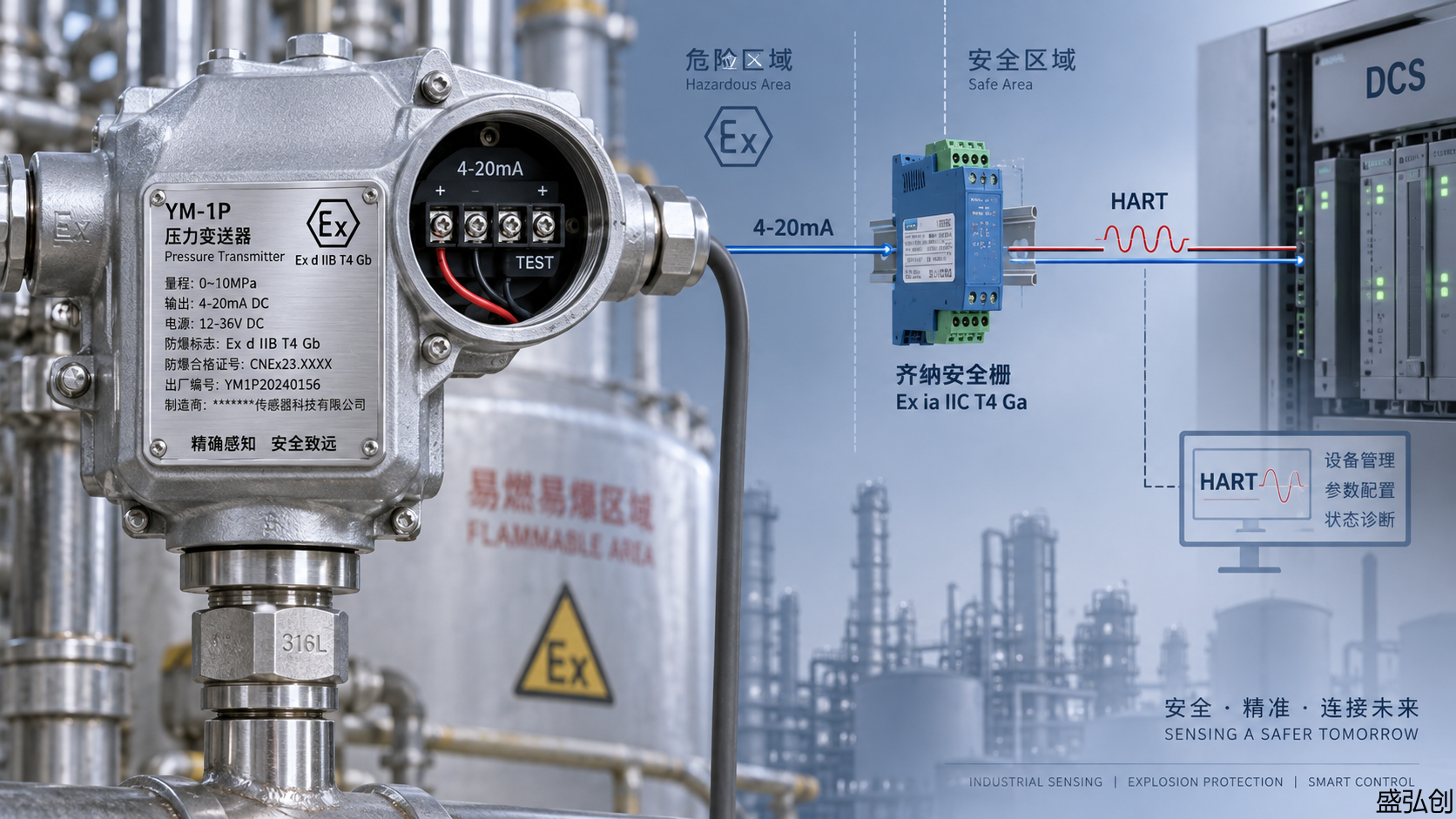 YM-1P压力变送器用于防爆区域时，是否需额外配置本安栅？