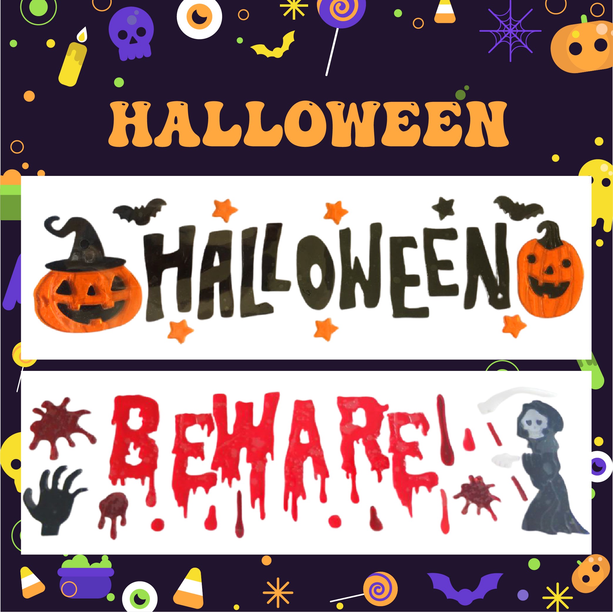 Halloween Window Gel Clings Ghost Pumpkin Bat Witch Cat Boo Blood Decal Stickers for Halloween Home Party Window Decorations Halloween Window Gel Clings Ghost Pumpkin Bat Witch Cat Boo Blood Decal Stickers for Halloween Home Party Window Decorations