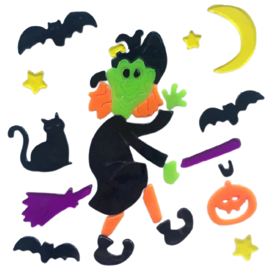 Halloween Window Gel Clings Ghost Pumpkin Bat Witch Cat Boo Blood Decal Stickers for Halloween Home Party Window Decorations