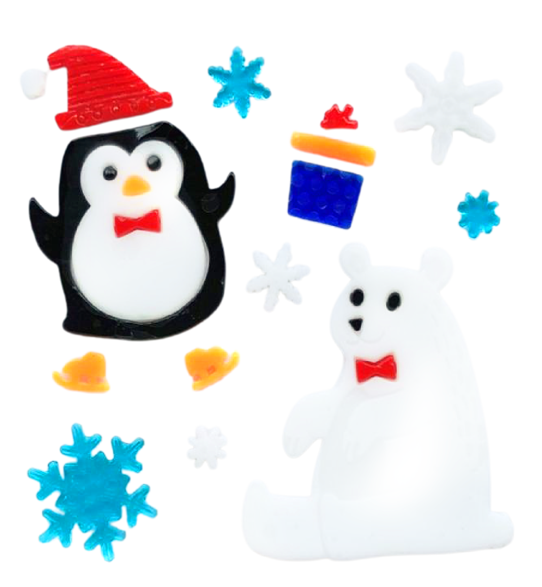 Christmas Gel Window Clings - Xmas Santa Claus Snowman Snowflake Penguin Christmas Tree Gift Window Stickers for Kids