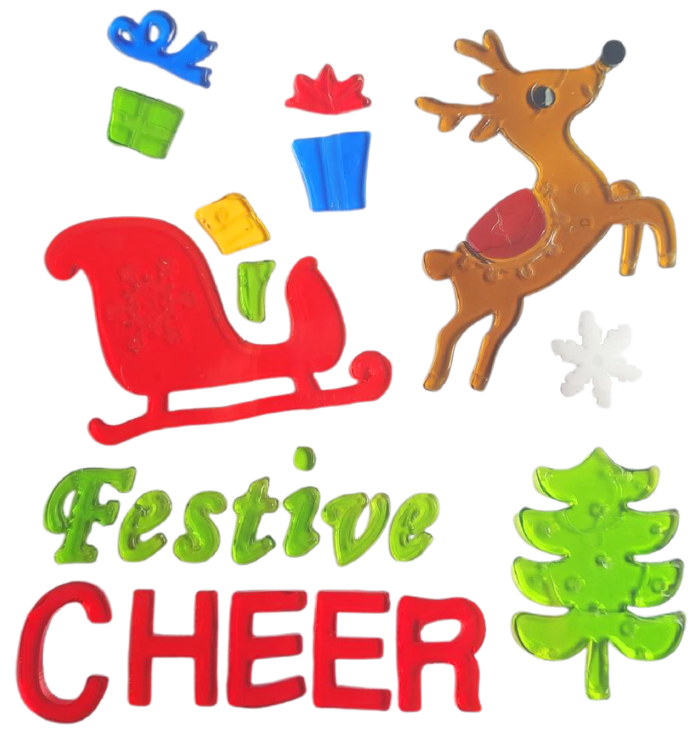 Christmas Gel Window Clings - Xmas Santa Claus Snowman Snowflake Penguin Christmas Tree Gift Window Stickers for Kids
