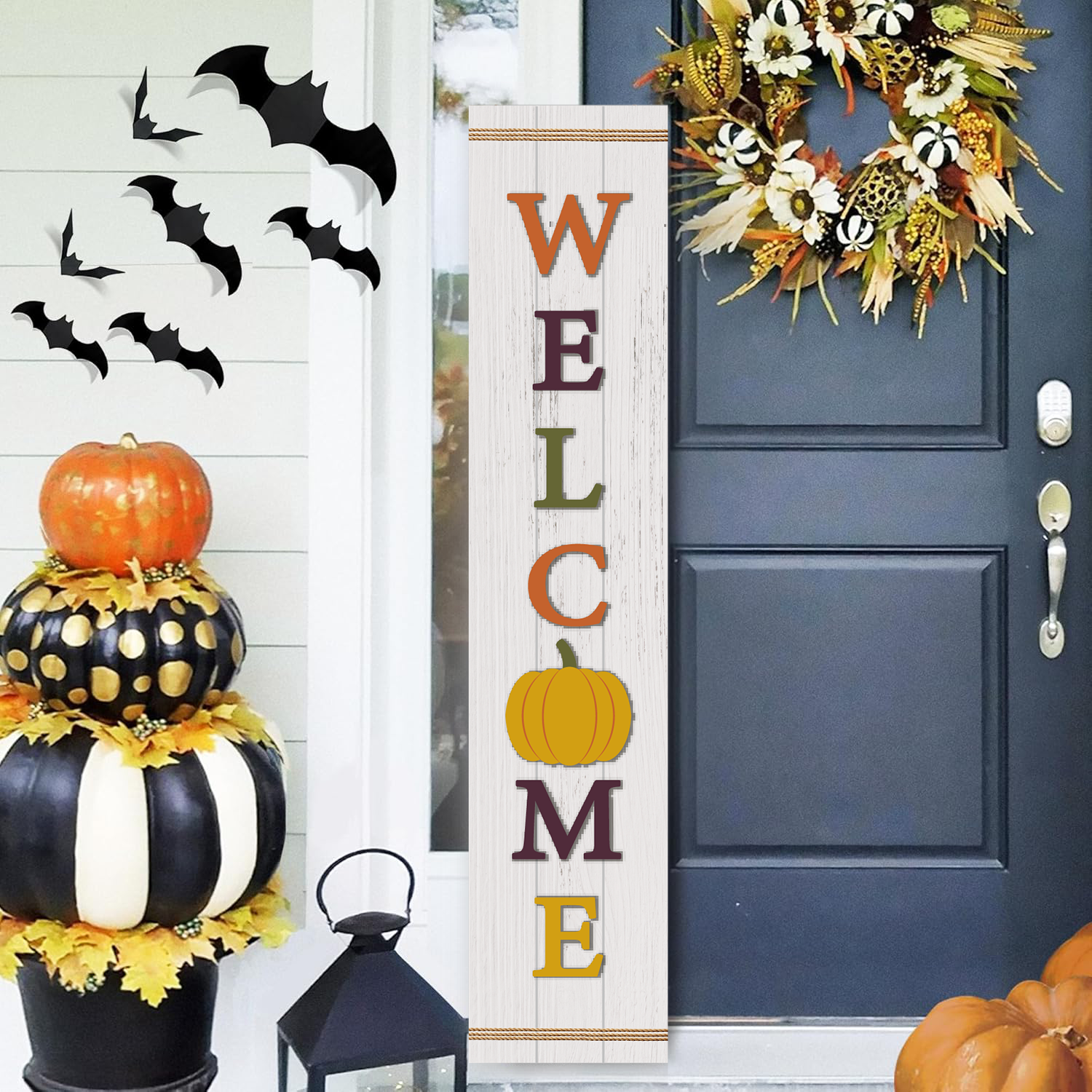 Halloween Sign Halloween Spooky Porch Sign Vertical Wooden Porch Sign for Door Decorations, Farmhouse Hanging Wall Sign for Home Outdoor Garden Decor