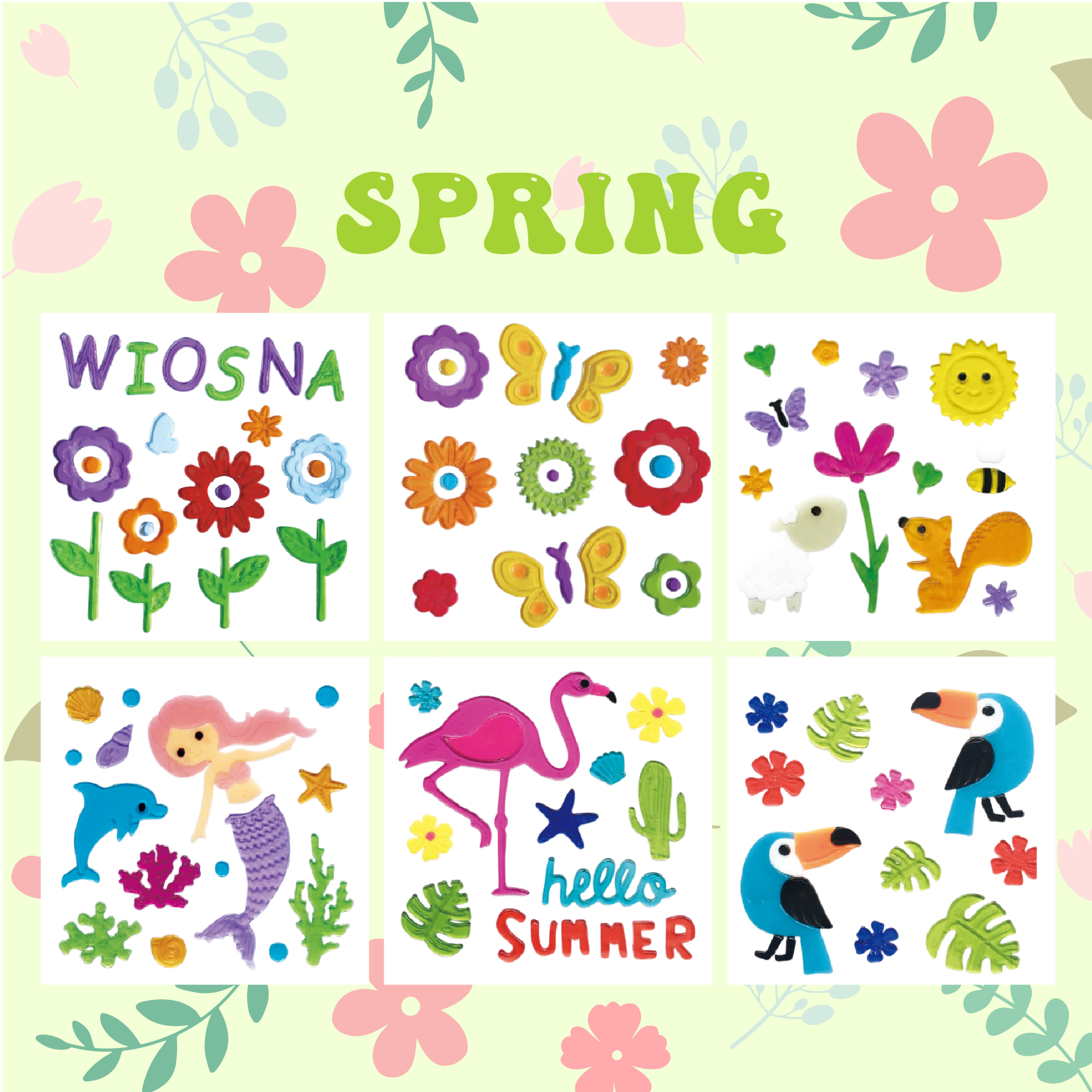 Spring Window Clings Gel, Jelly Window Stickers for Glass Refrigerators Home, Welcome Spring Window Decorations - Flowers Butterflies Bird, Kids‘ Love Spring Window Clings Gel, Jelly Window Stickers for Glass Refrigerators Home, Welcome Spring Window Decorations - Flowers Butterflies Bird, Kids‘ Love