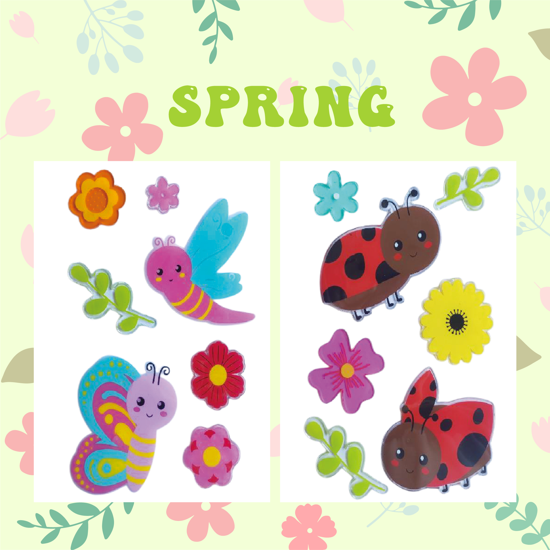 Spring Window Clings Gel, Jelly Window Stickers for Glass Refrigerators Home, Welcome Spring Window Decorations - Flowers Butterflies Bird, Kids‘ Love Spring Window Clings Gel, Jelly Window Stickers for Glass Refrigerators Home, Welcome Spring Window Decorations - Flowers Butterflies Bird, Kids‘ Love
