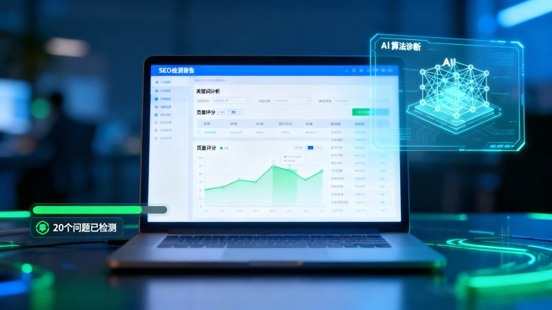 Service intelligent de détection et d'optimisation SEO pour sites web, découvrez 20 problèmes affectant le classement en 1 minute