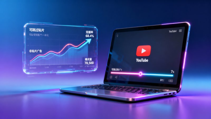 Les annonces YouTube affichent une forte exposition pour les 'annonces non skippables', mais les 'annonces skippables' ont un taux de lecture complet plus élevé — les décideurs préfèrent voir des solutions complètes