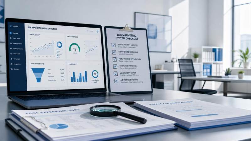 Que faire face à de faibles taux de conversion B2B ? Analysez chaque aspect, du trafic à la mise en page en passant par les formulaires.
