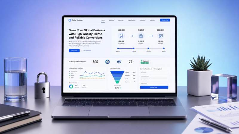 Comment faire quand le site web d'exportation a peu de demandes ? Commencez par évaluer la qualité du trafic, la crédibilité de la page et le parcours de conversion