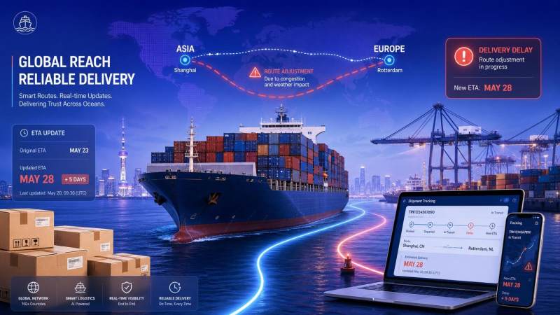 Après l’ajustement des routes Asie-Europe，les alertes de livraison du site indépendant doivent être mises à jour simultanément