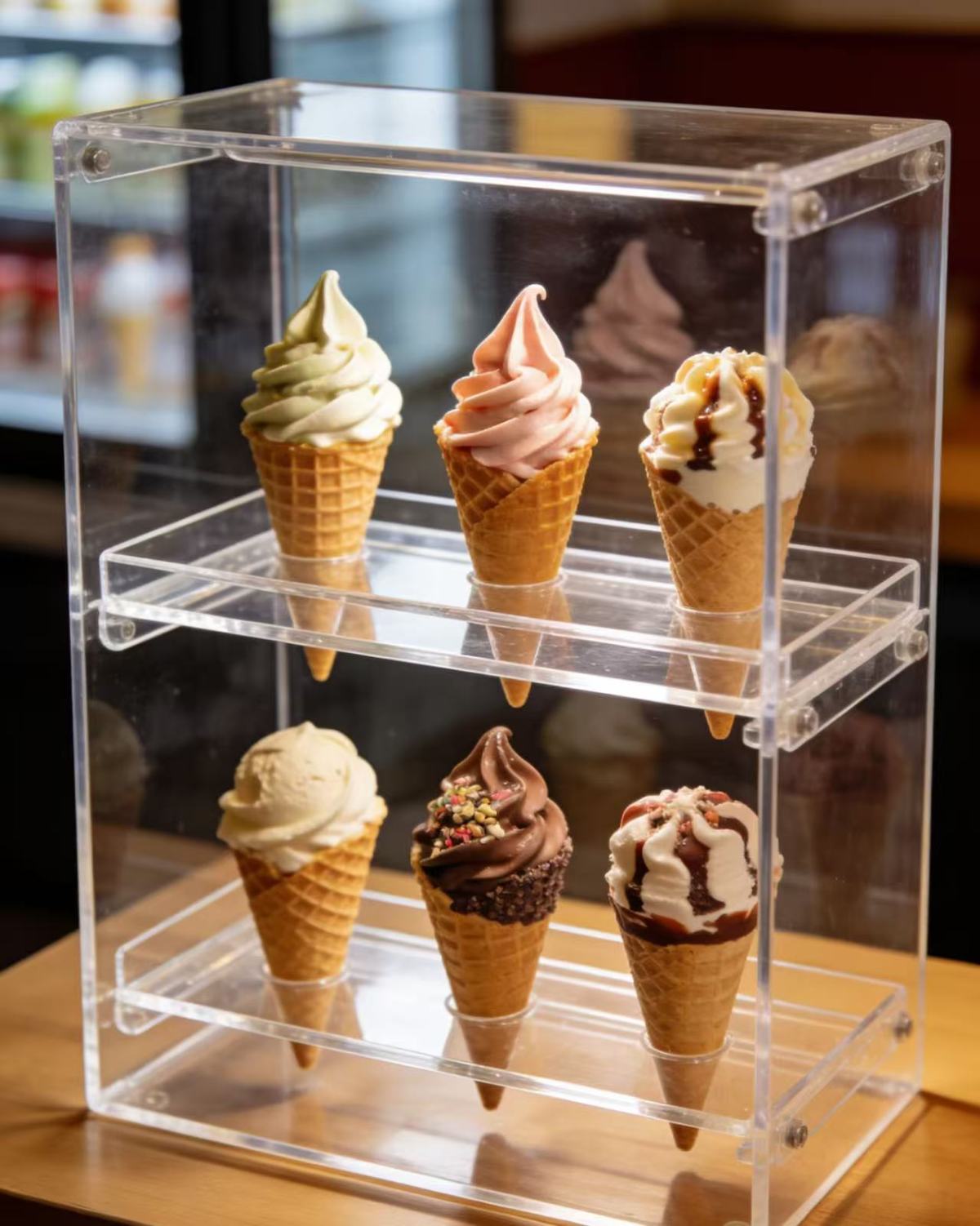 亚克力冰淇淋展示架2 Thickened Anti-slip Home and Commercial Ice Cream Display Rack