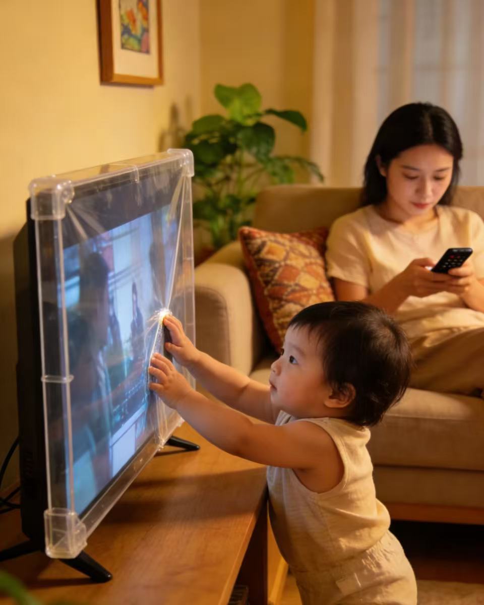 Acrylic TV Cover Protects Baby's Safety