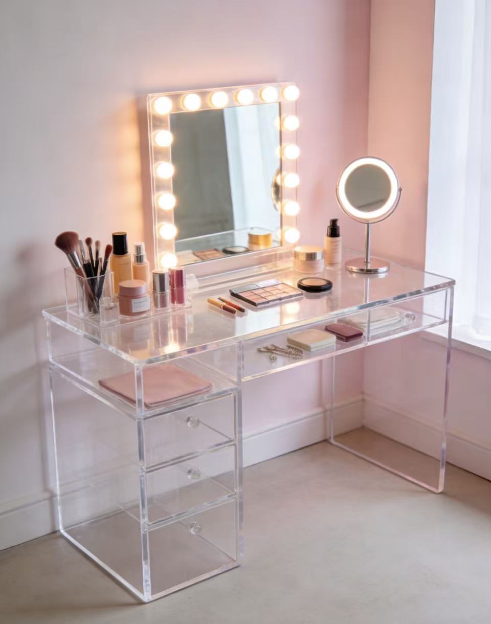 亚克力化妆桌2 A real test of avoiding pitfalls! The acrylic makeup table is a blind hit