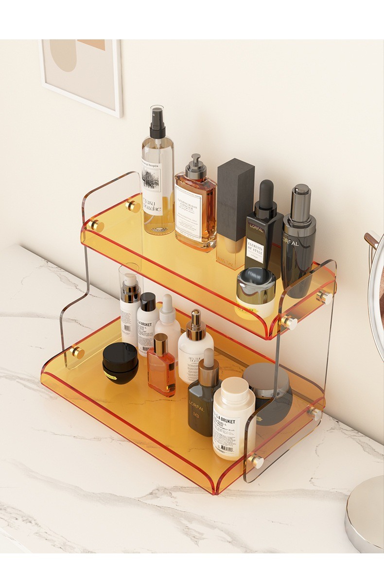 亚克力化妆品展示架1 Light-transmitting and impact-resistant, acrylic is the top choice for beauty stands