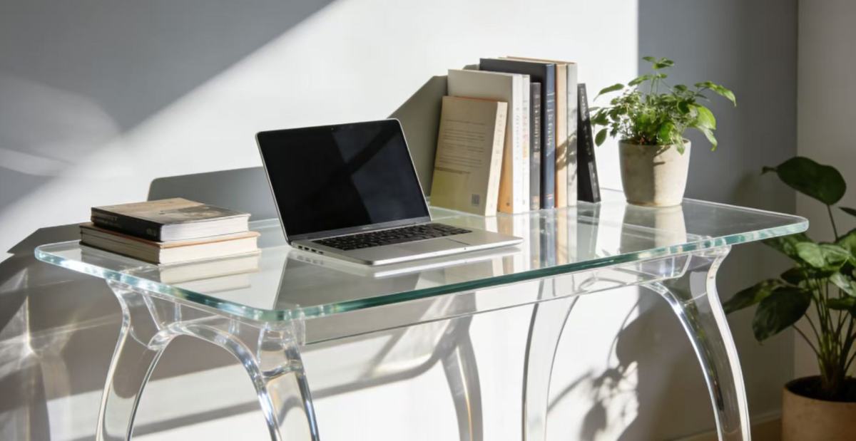 亚克力电脑桌1 Acrylic Computer Desk, the Savior of Small Spaces