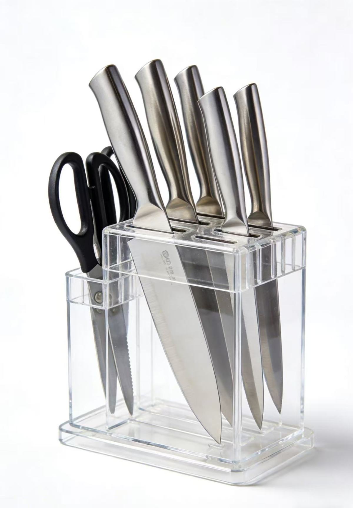 Food-grade acrylic knife holder with safety guard