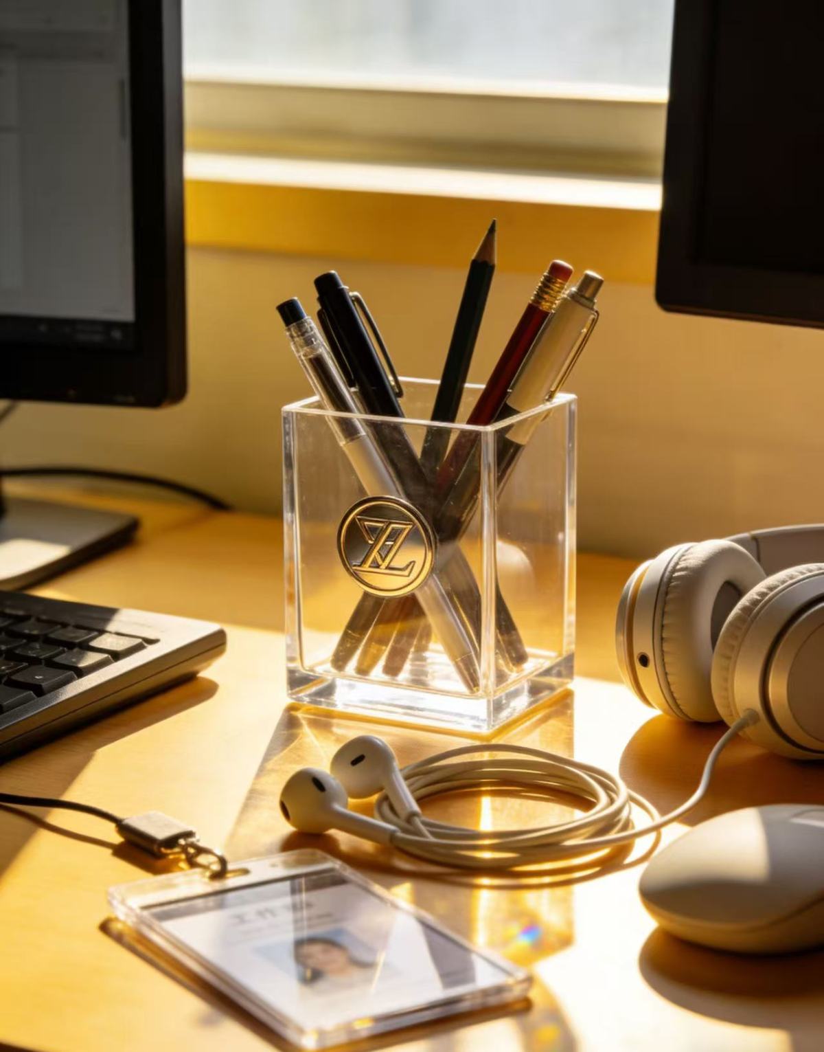 亚克力笔筒1 The exquisite pen holder unlocks the aesthetics of the workstation