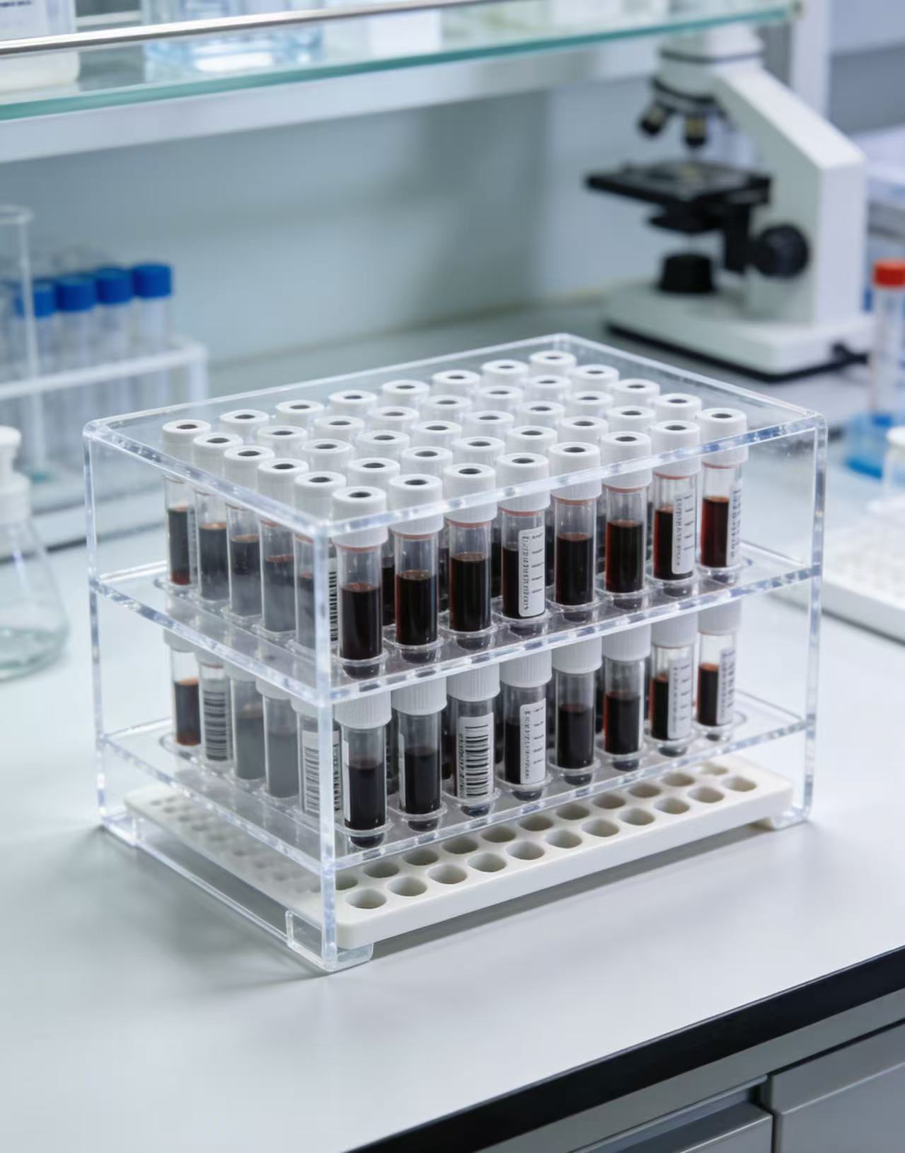 High-transparency acrylic vascular collection and display rack