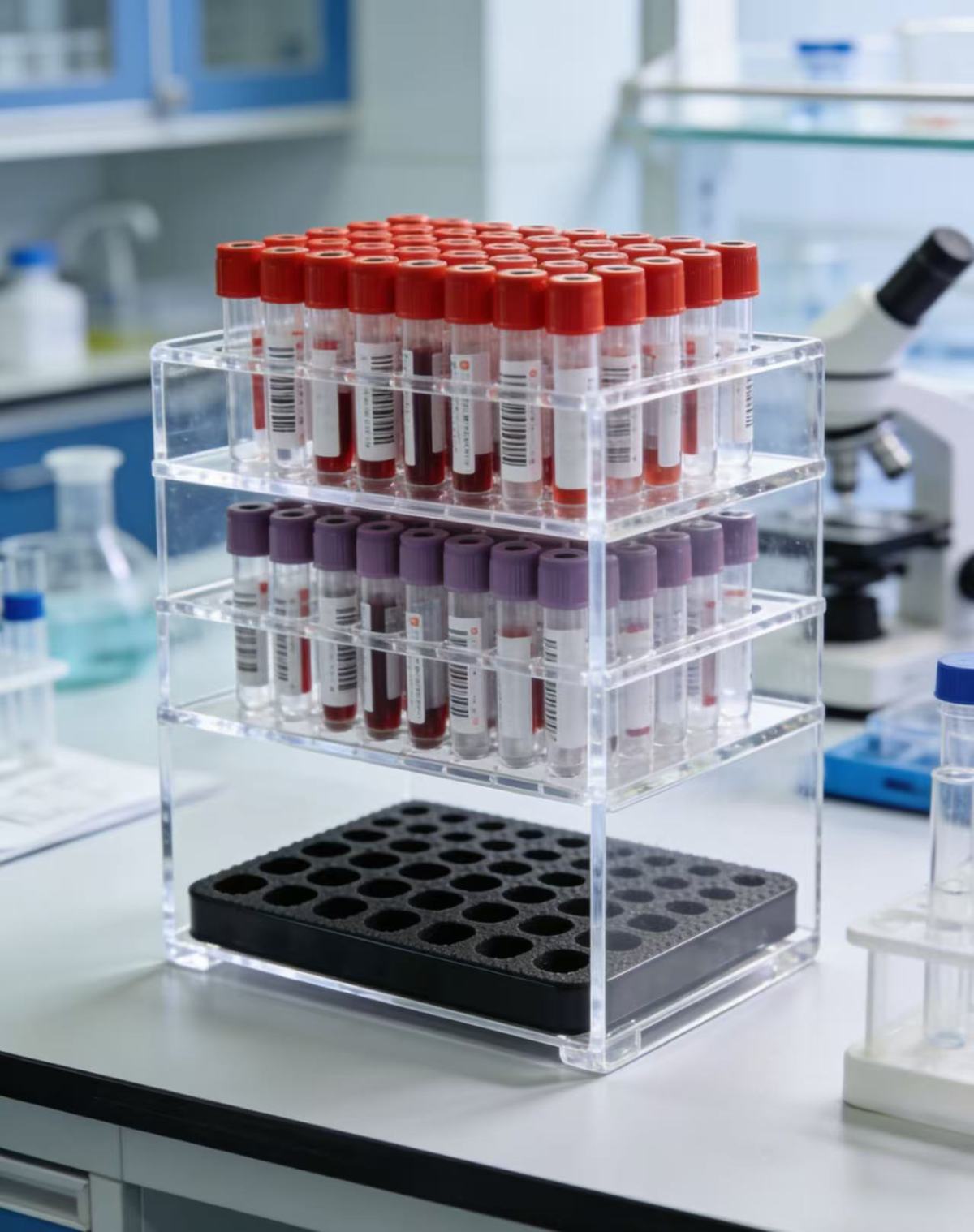High-transparency acrylic vascular collection and display rack