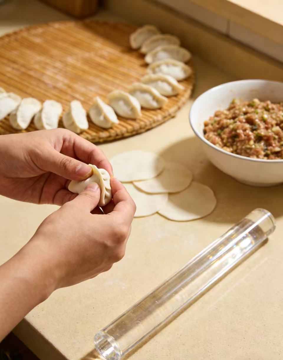 亚克力擀面杖2 The ultimate dumpling-making tool for Chinese New Year! Acrylic dough roller – YYDS, even beginners can become masters in seconds