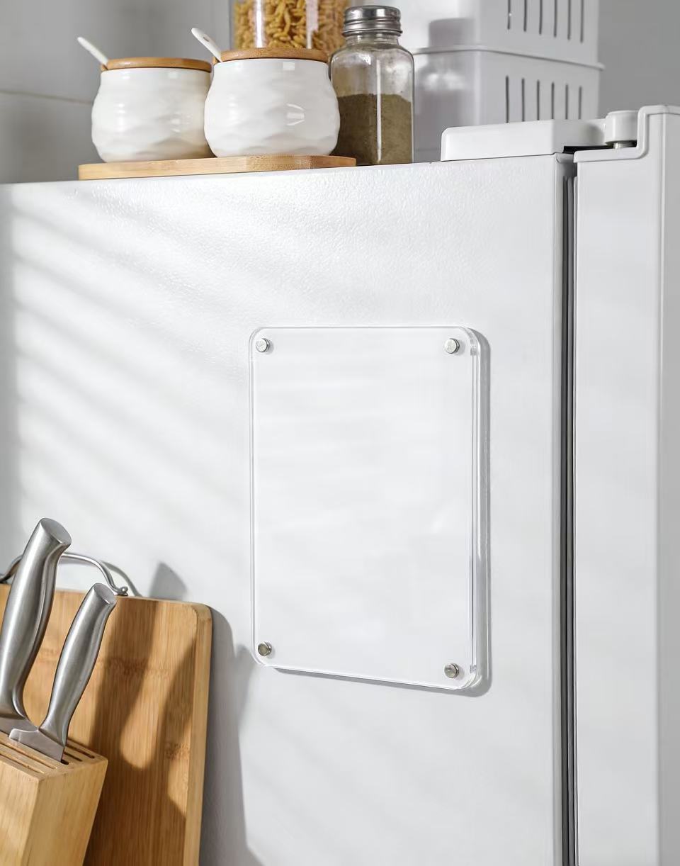 Strong magnetic adhesion for easy cleaning, durable acrylic refrigerator message board