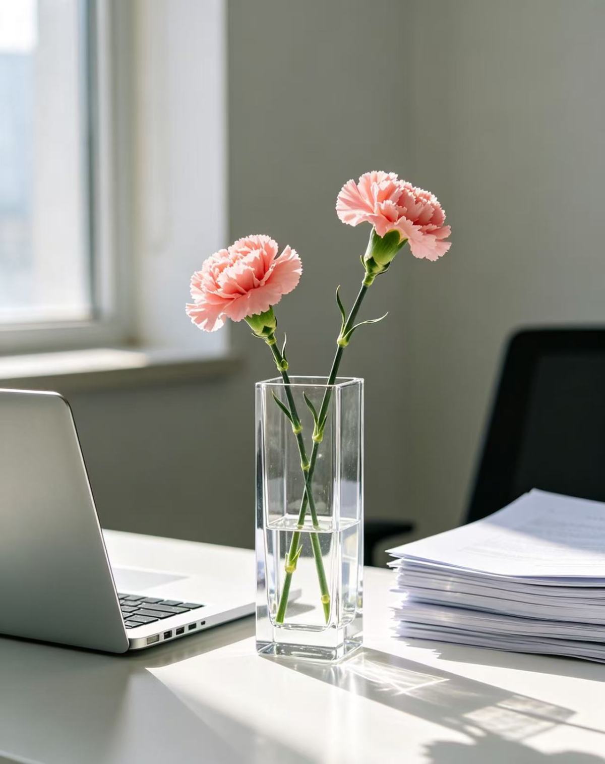 亚克力花瓶1 Acrylic vase adds a touch of healing vitality to workstations