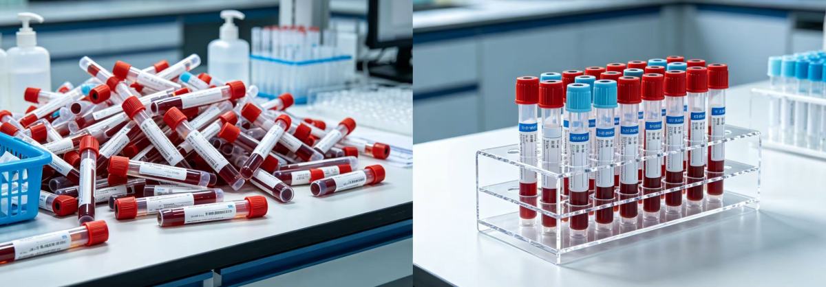 Blood collection vessel storage rack, ensuring efficient sample preservation without disarray