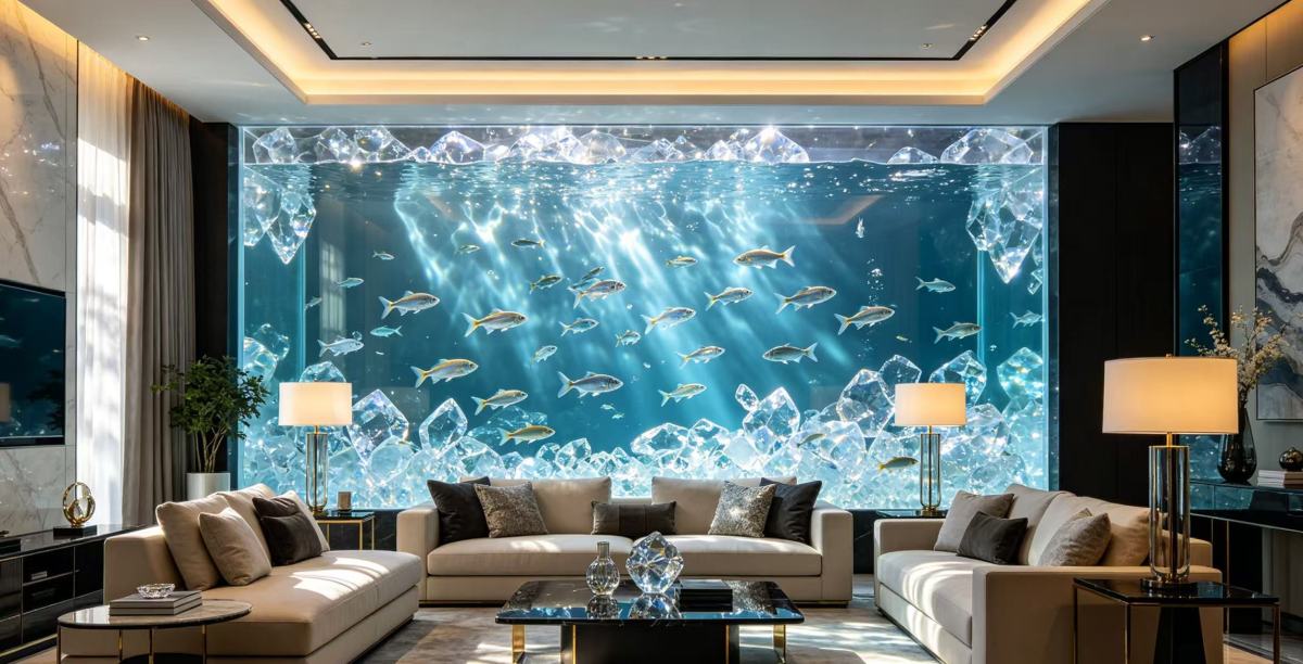 Acrylic Giant Tank Enhances Luxury Commercial Residence Style