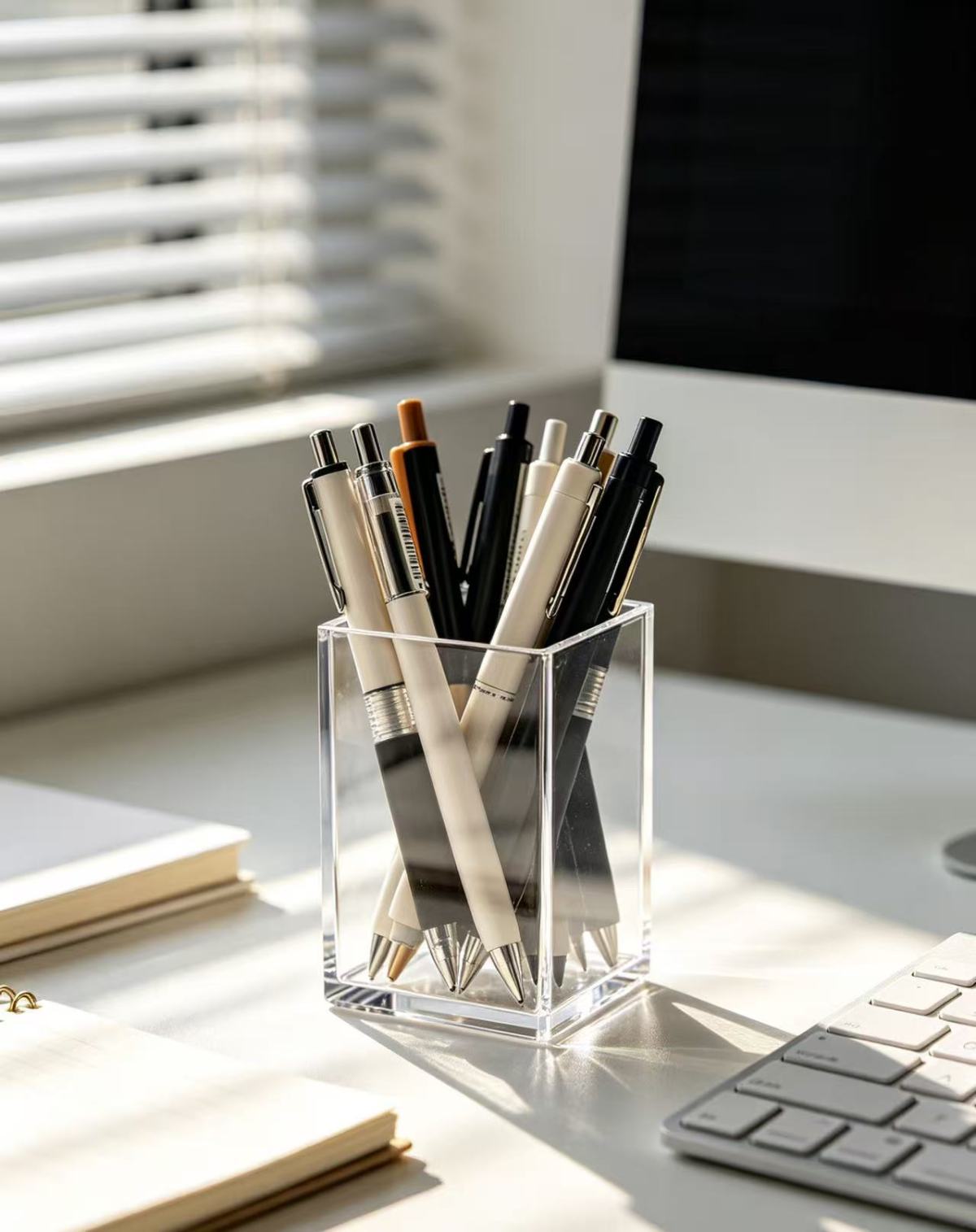 Acrylic storage solves station pen shortages