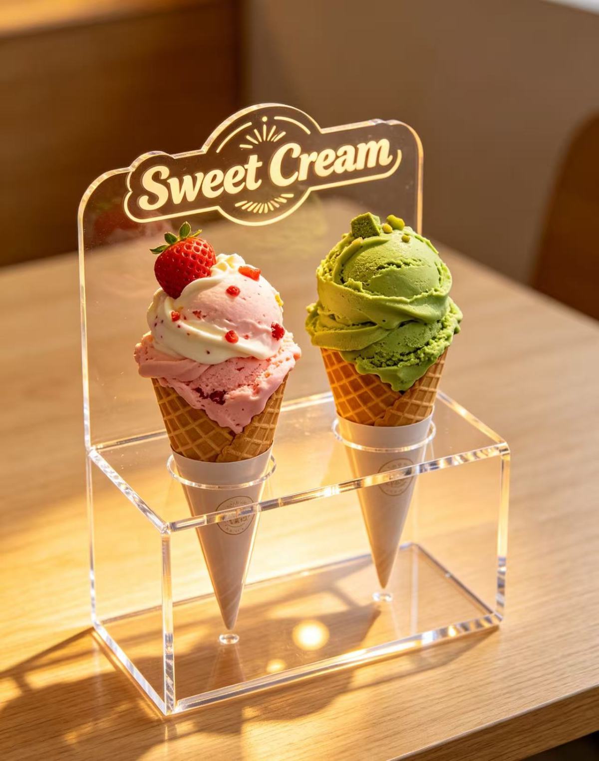 亚克力冰淇淋展示架2 Great value for money! An essential display stand for ice cream shops