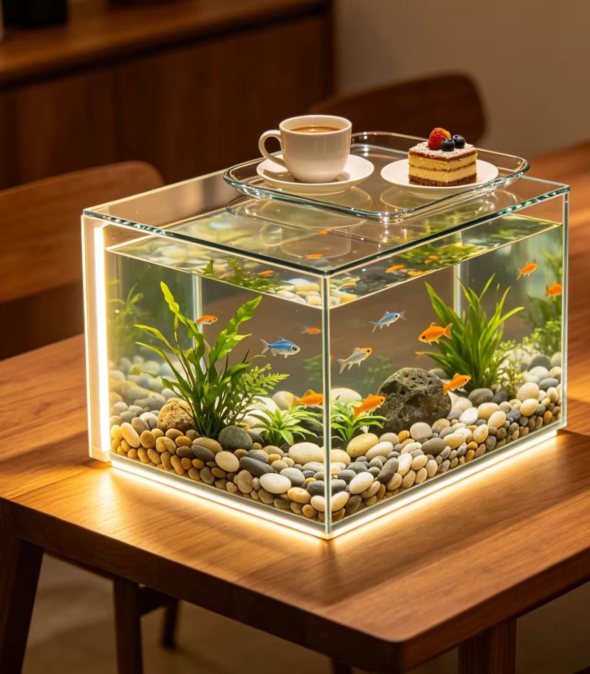 亚克力方形鱼缸1 Break the stereotype! An aquarium can not only house fish but also create beautiful landscapes
