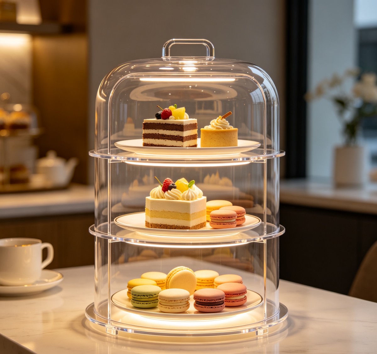 亚克力蛋糕食品展示架1 Food-grade acrylic display stand effortlessly passes food safety inspections
