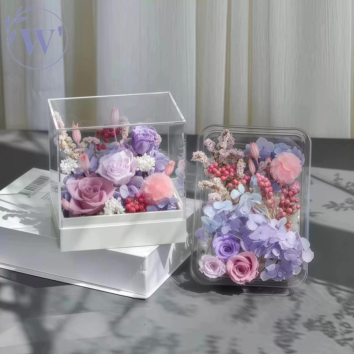 亚克力花朵展示盒1 The transparent acrylic display box captures the romance of spring