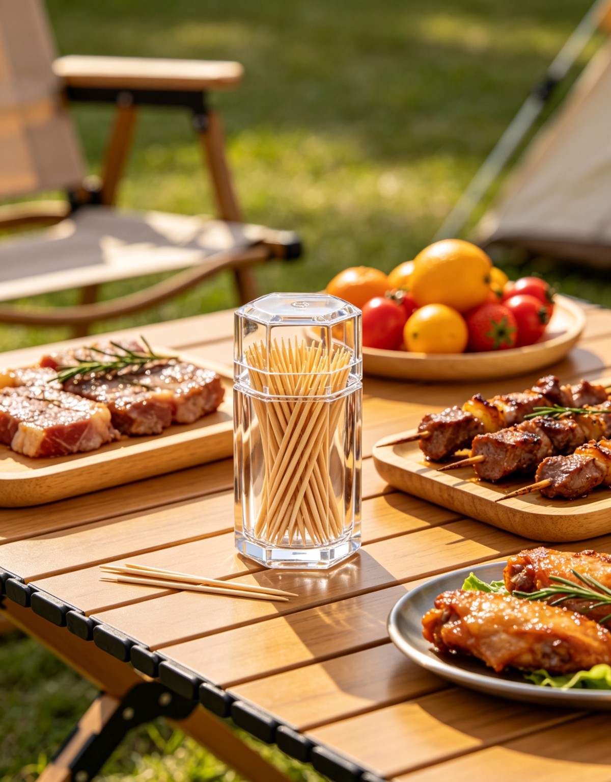 Great camping accessory! Portable, drop-resistant acrylic toothpick holder