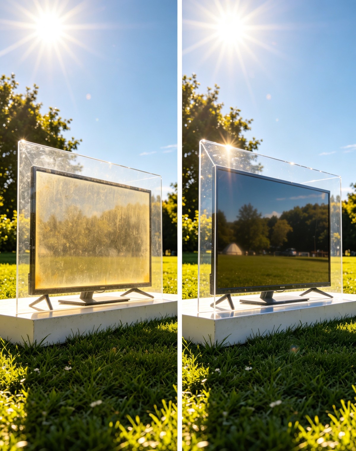 The acrylic TV cover protects your outdoor audio-visual experience